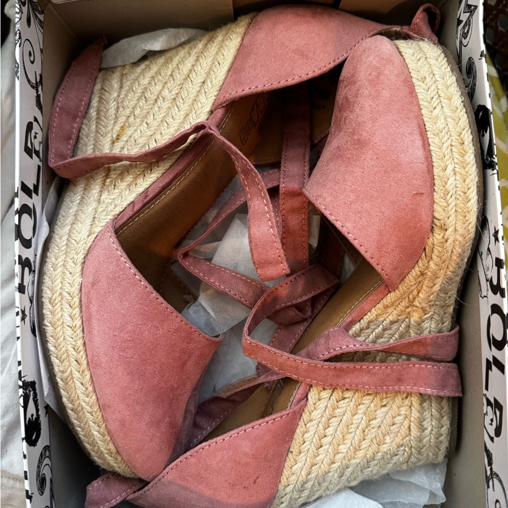 Brash Mauve Espadrille Wedge Sandals